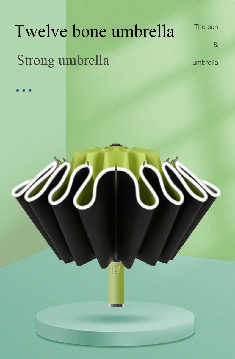 StormGuard β Auto-Fold Windproof Umbrella with 12-Rib Reverse Design