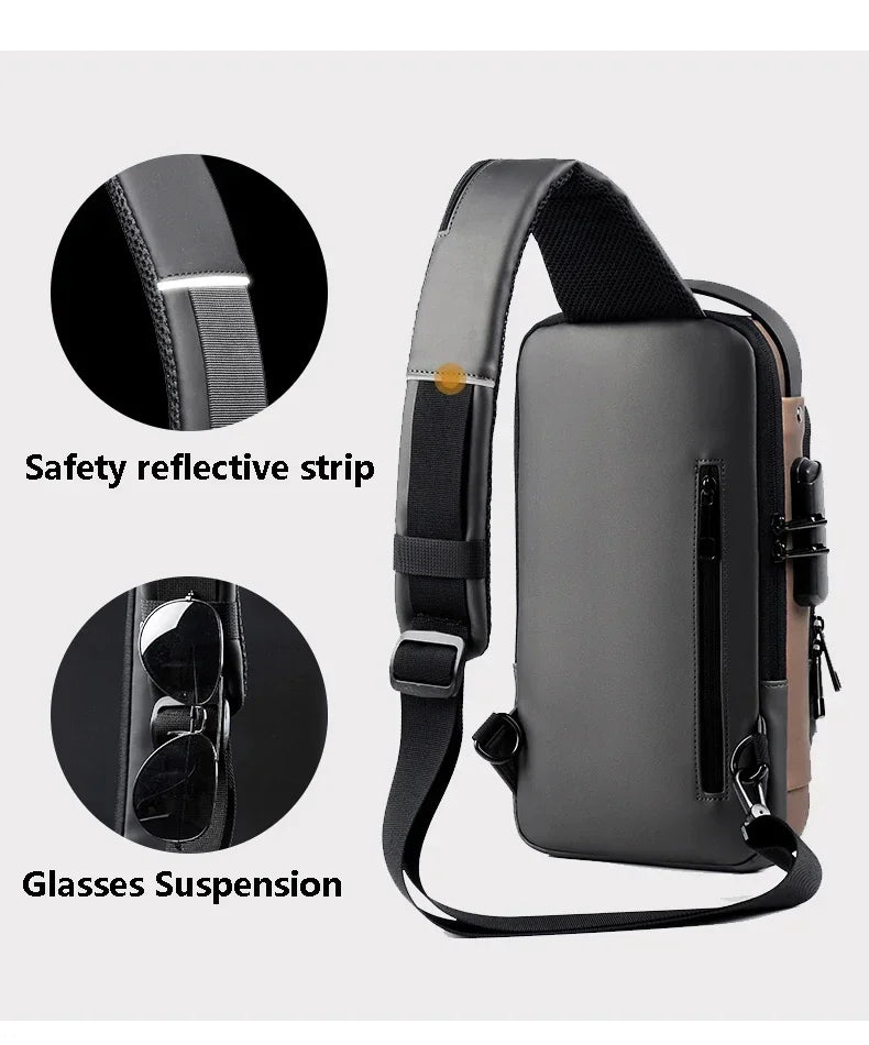 CityShield Luxury Crossbody – Multifunction Chest Bag with USB Port
