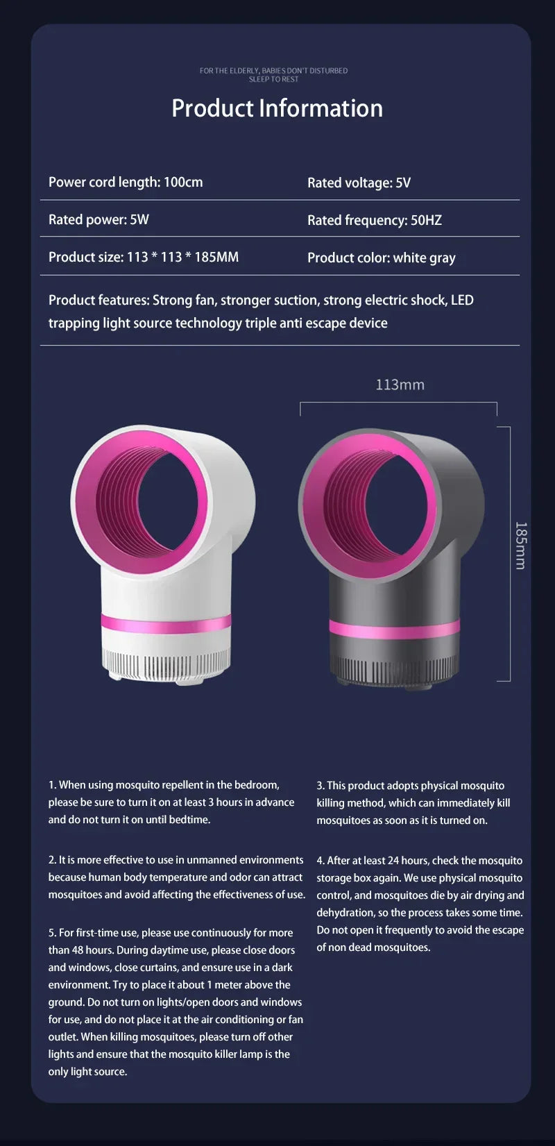 NightGuard Mute Mosquito Lamp – USB-Powered Insect Catcher