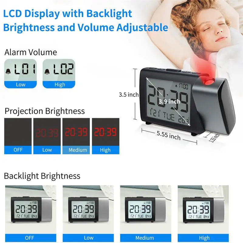 ProTime Glow – LED Projection Alarm Clock for Modern Bedrooms