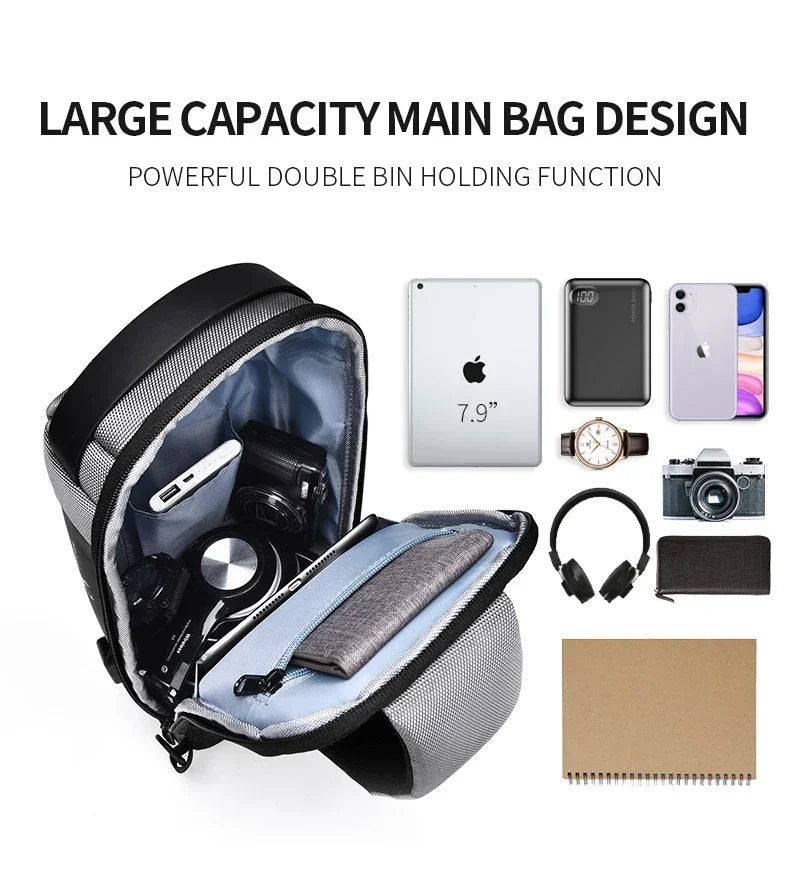 CityShield Luxury Crossbody – Multifunction Chest Bag with USB Port