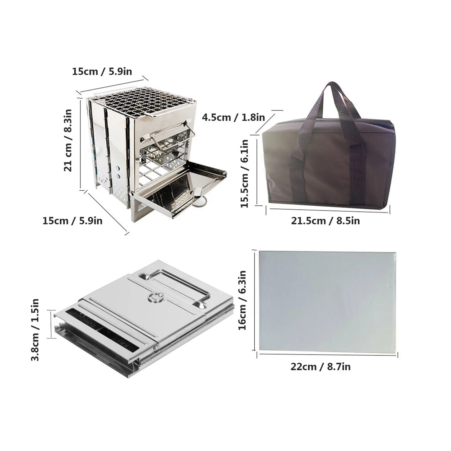 Foldable Camping Wood Stove & Charcoal Grill