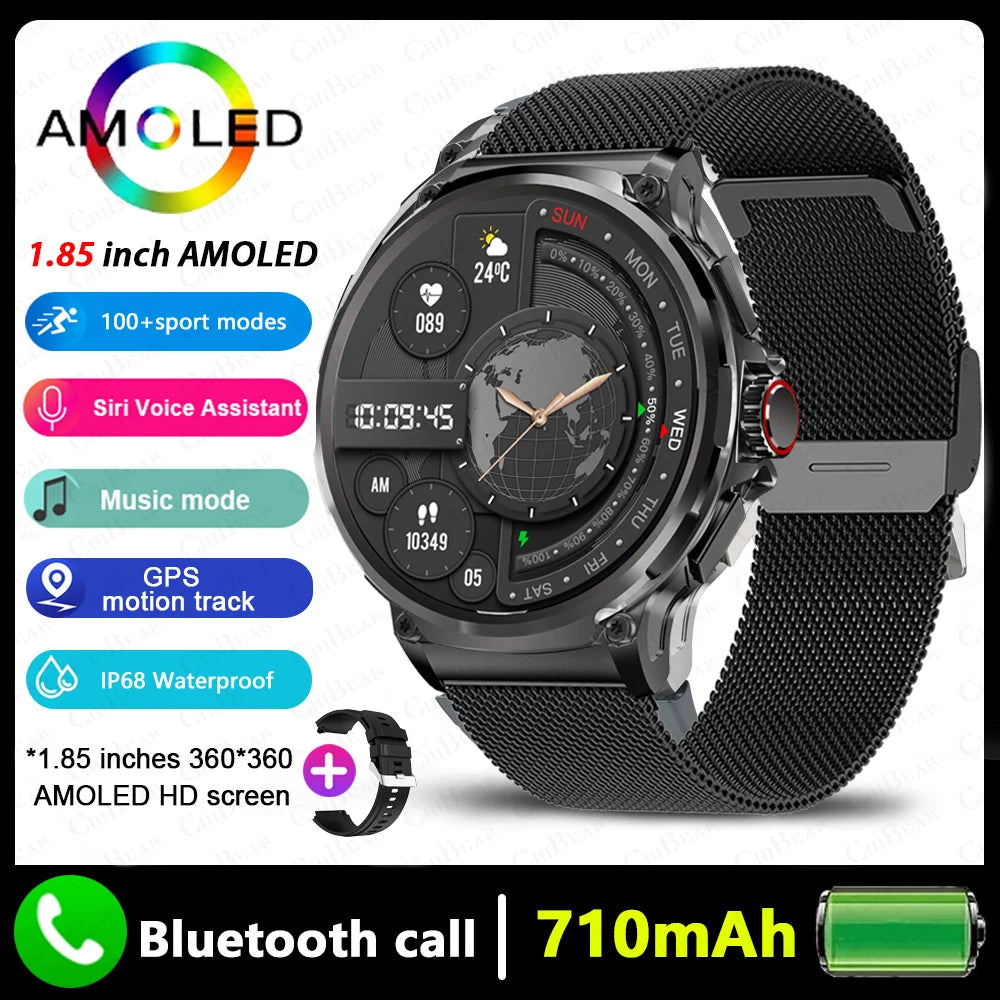 MetroTrack 1.85" GPS Smartwatch – Ultra-HD AMOLED, 710 mAh Battery