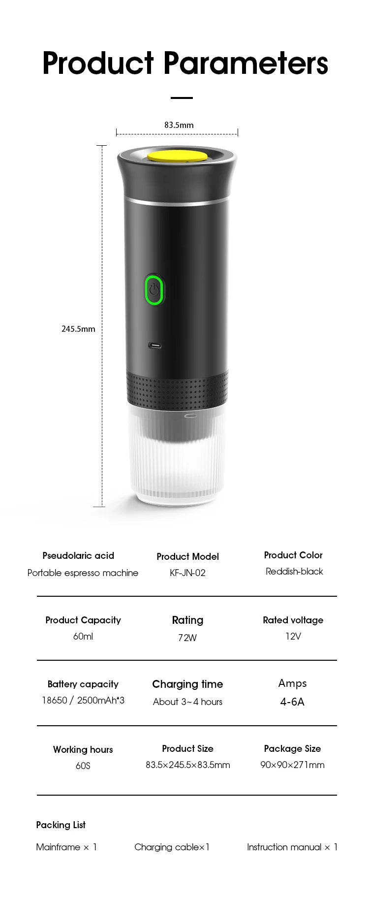 EspressoJet Wireless – Travel Coffee Machine for Capsules & Ground Coffee