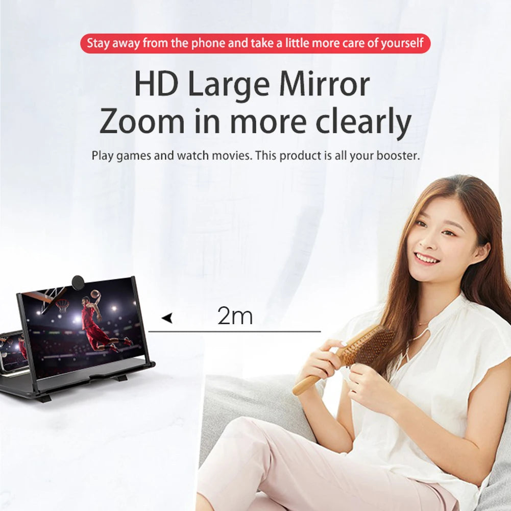 VisionBoost 3D Phone Screen Magnifier – 8/14 Inch Mobile Video Amplifier Stand