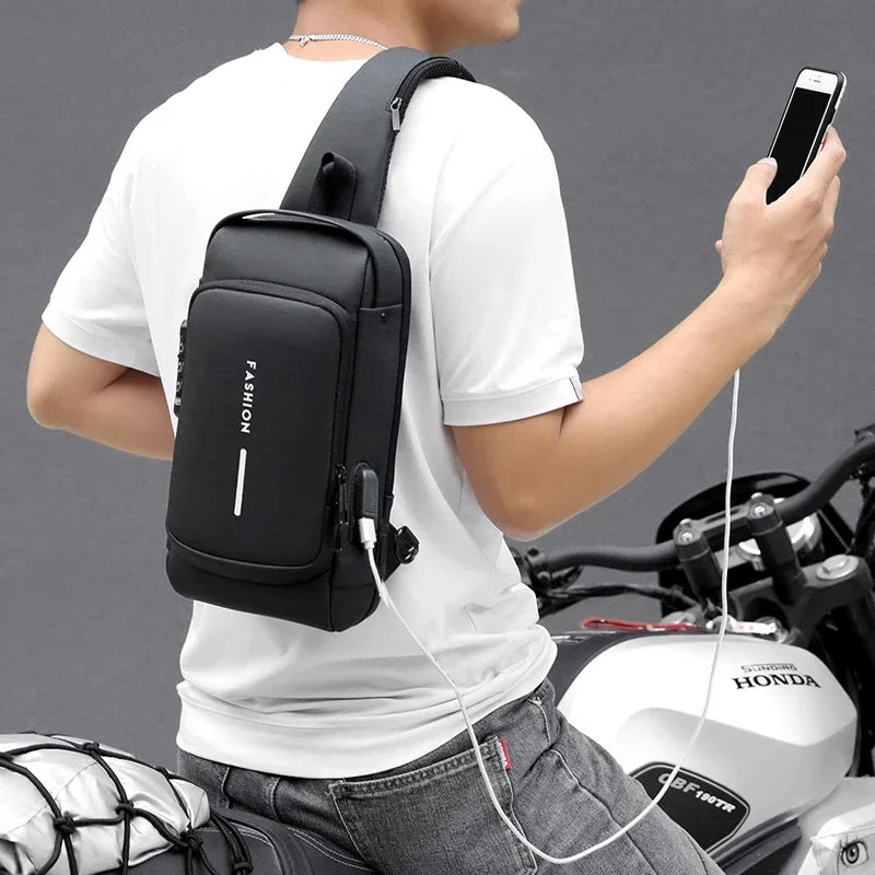 CityShield Luxury Crossbody – Multifunction Chest Bag with USB Port