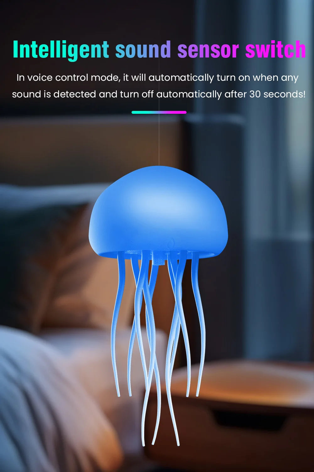 Jellyfish Lamp – RGB Voice-Control Night Light for Bedside Magic