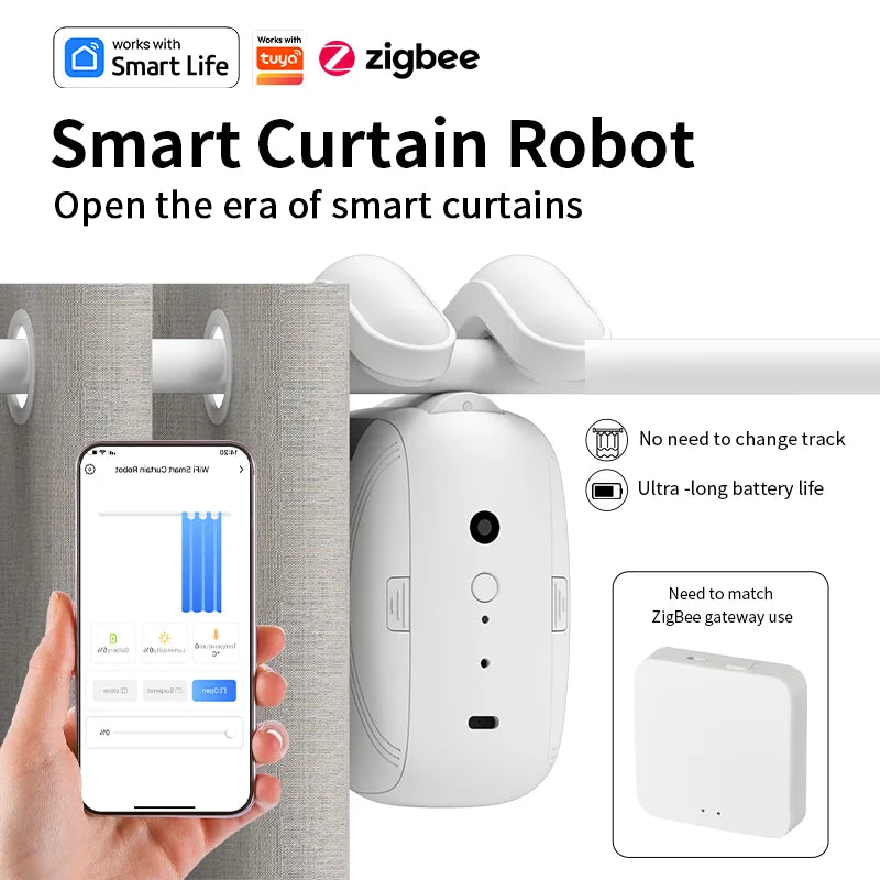 Roman Track Curtain Robot – Zigbee, Alexa/Google/Siri
