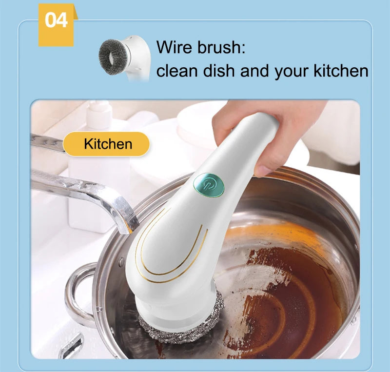 5-in-1 Electric Cleaning Brush – Cordless Spin Scrubber