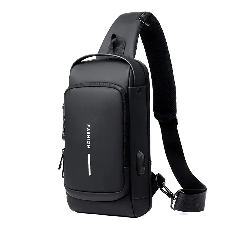 CityShield Luxury Crossbody – Multifunction Chest Bag with USB Port