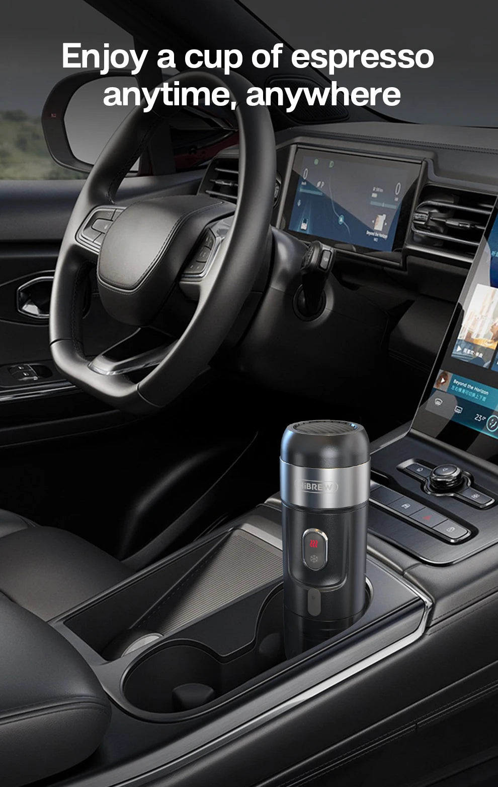 BrewGo Elite – Portable Espresso Maker for Car & Home