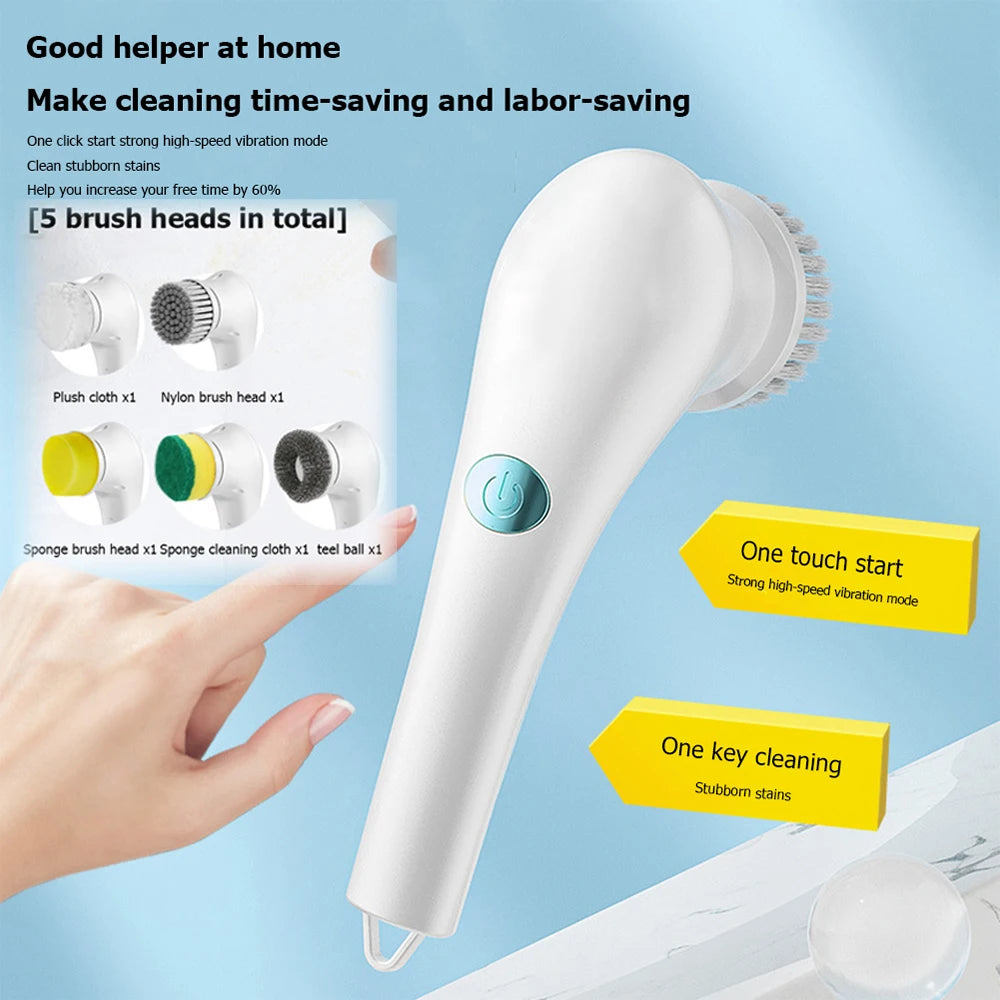 5-in-1 Electric Cleaning Brush – Cordless Spin Scrubber