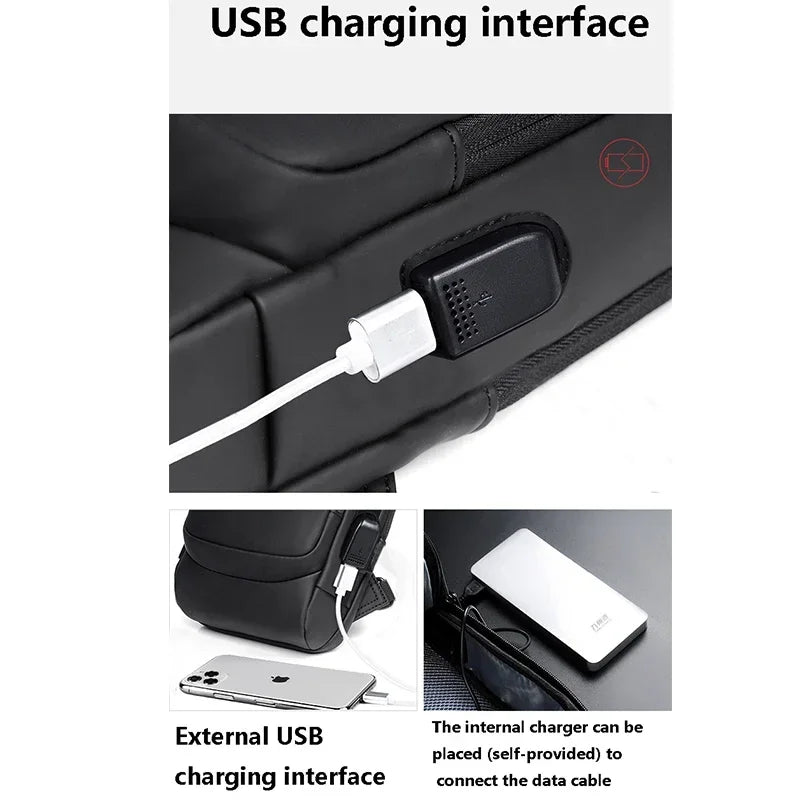 CityShield Luxury Crossbody – Multifunction Chest Bag with USB Port