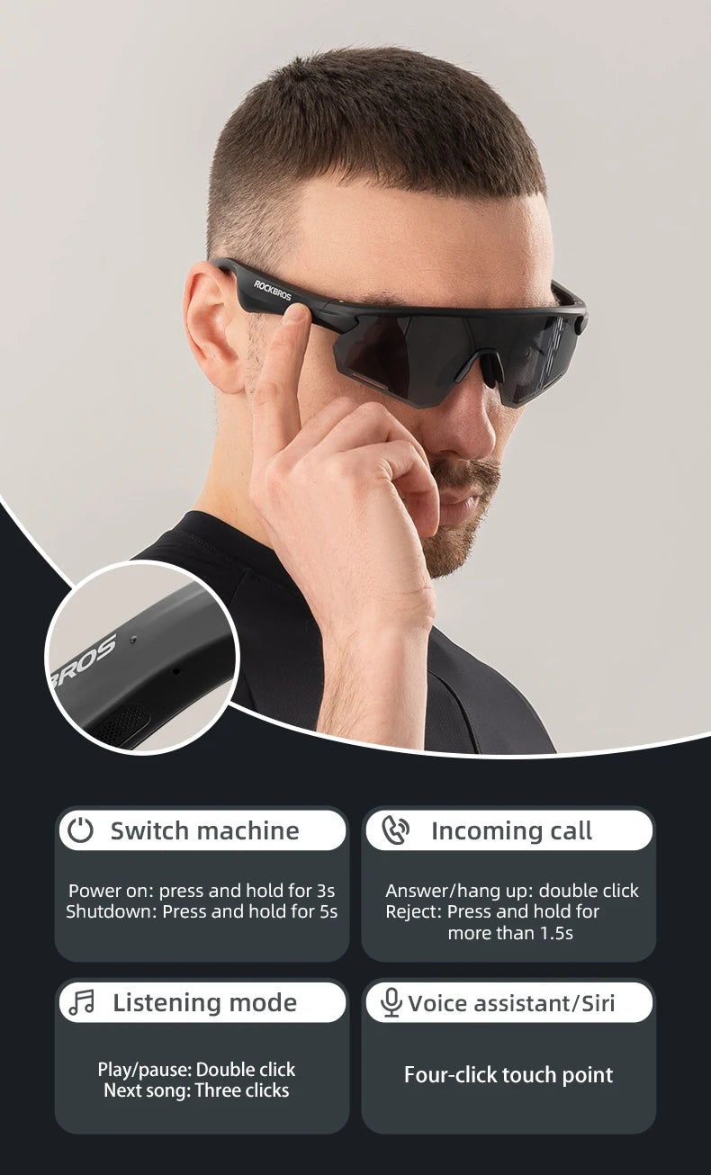 RideTune Pro – Bluetooth Cycling Sunglasses with Polarised UV400 Lenses