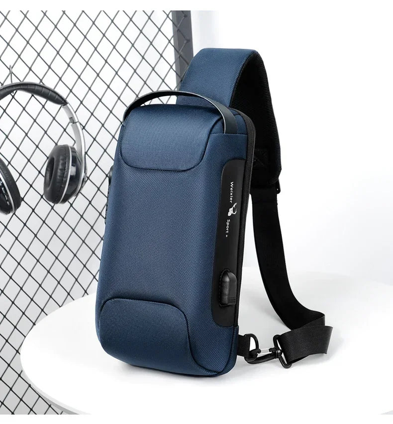 CityShield Luxury Crossbody – Multifunction Chest Bag with USB Port