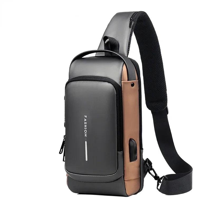 CityShield Luxury Crossbody – Multifunction Chest Bag with USB Port