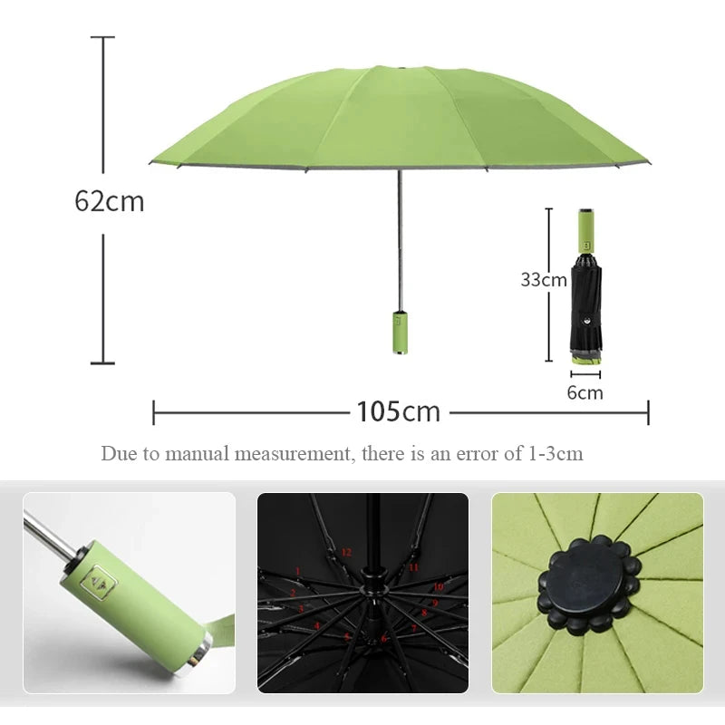 StormGuard β Auto-Fold Windproof Umbrella with 12-Rib Reverse Design