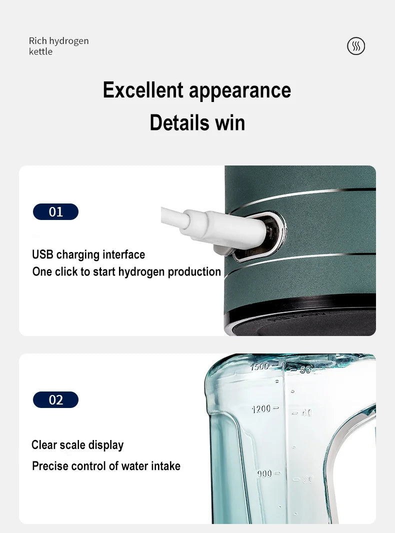 HydroPure 1500 – Portable Hydrogen Water Bottle with Ioniser & Filter