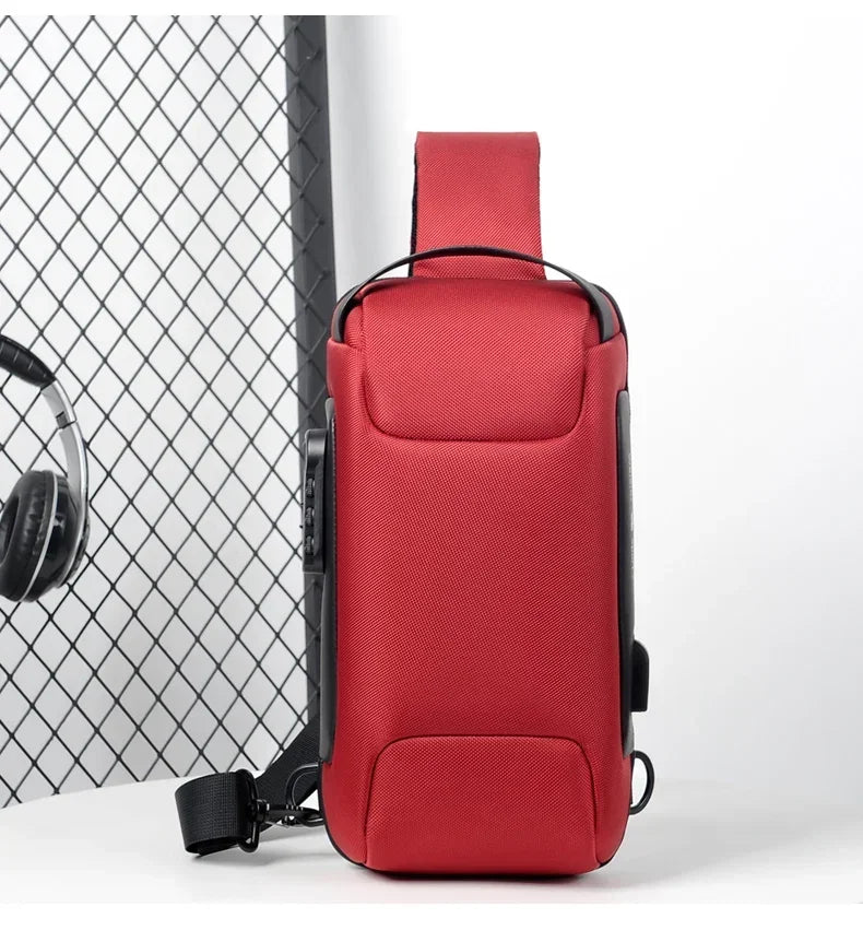 CityShield Luxury Crossbody – Multifunction Chest Bag with USB Port