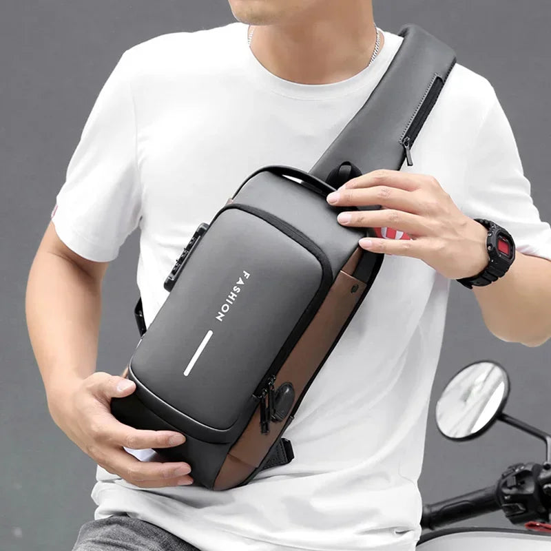 CityShield Luxury Crossbody – Multifunction Chest Bag with USB Port