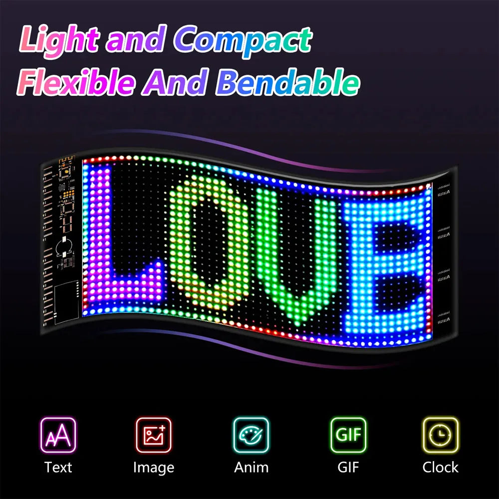 ScrollBright™ LED Car Sign – Customisable App-Control Display Panel