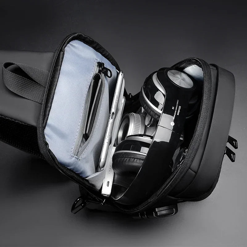 CityShield Luxury Crossbody – Multifunction Chest Bag with USB Port