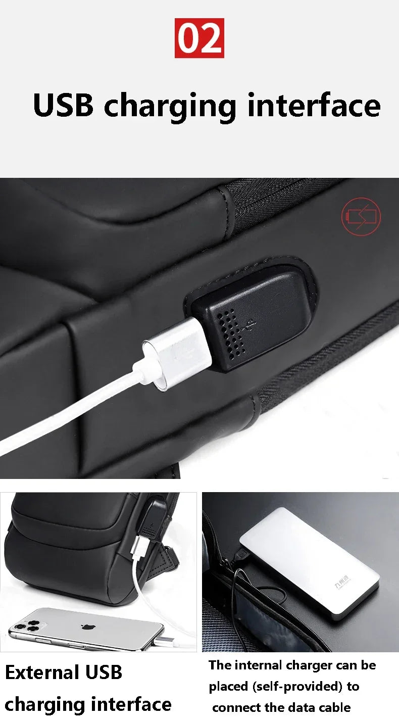 CityShield Luxury Crossbody – Multifunction Chest Bag with USB Port
