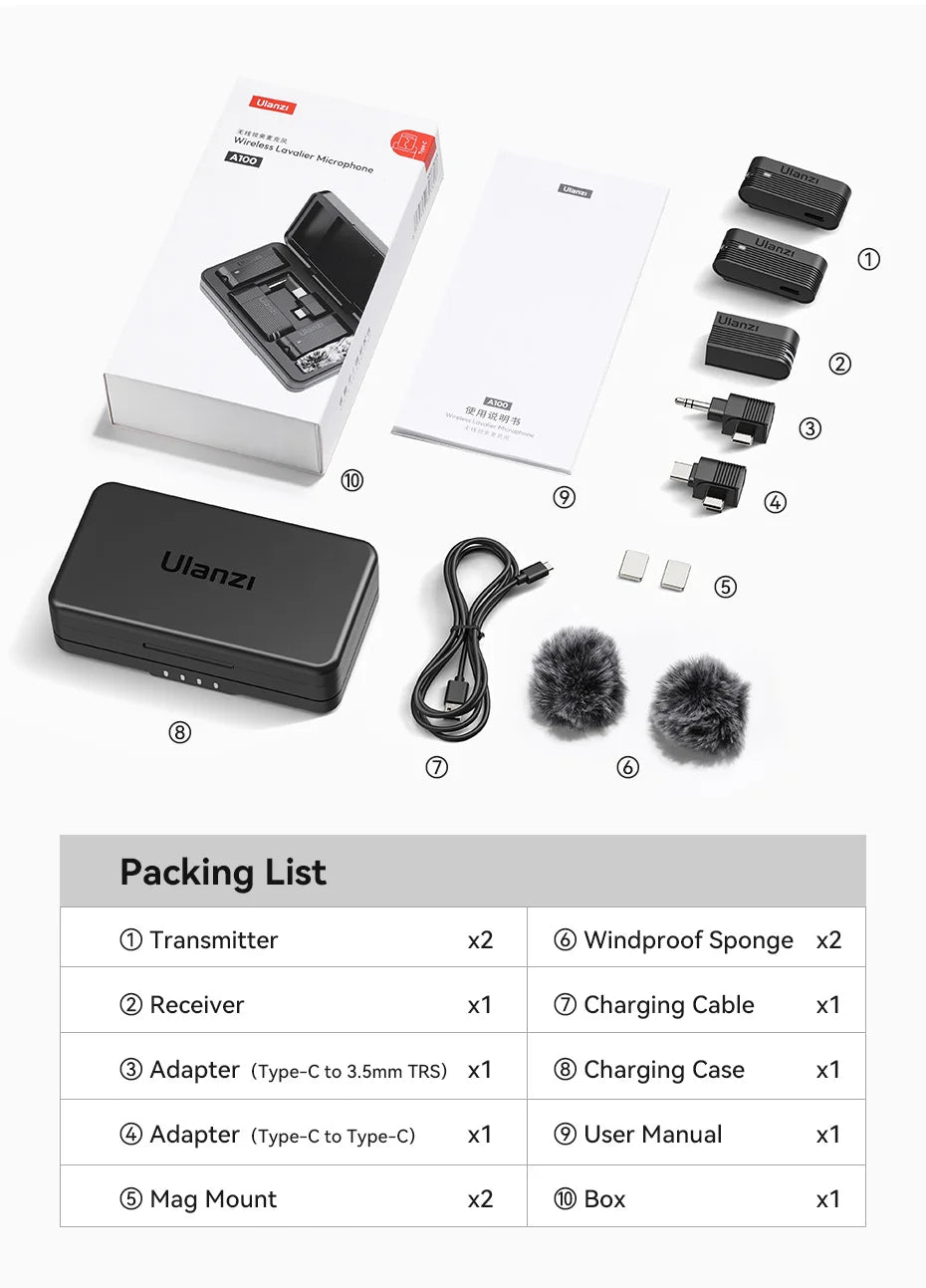 ClearTone Pro Wireless Lavalier Mic – 20M Range for Phone & Camera Recording