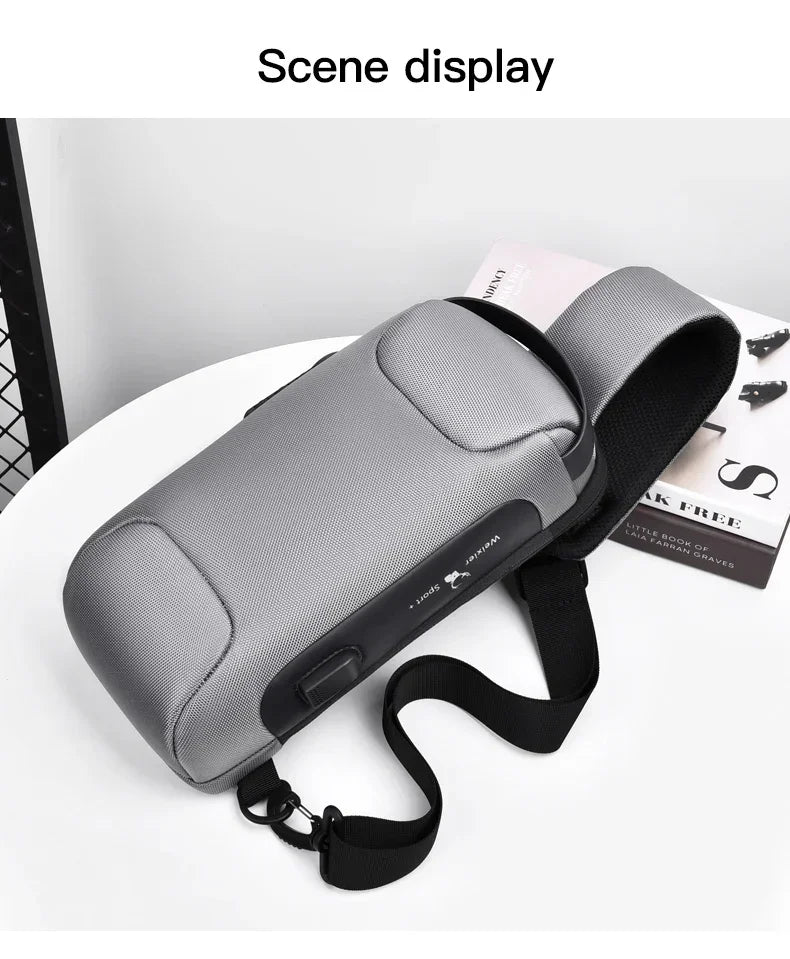 CityShield Luxury Crossbody – Multifunction Chest Bag with USB Port