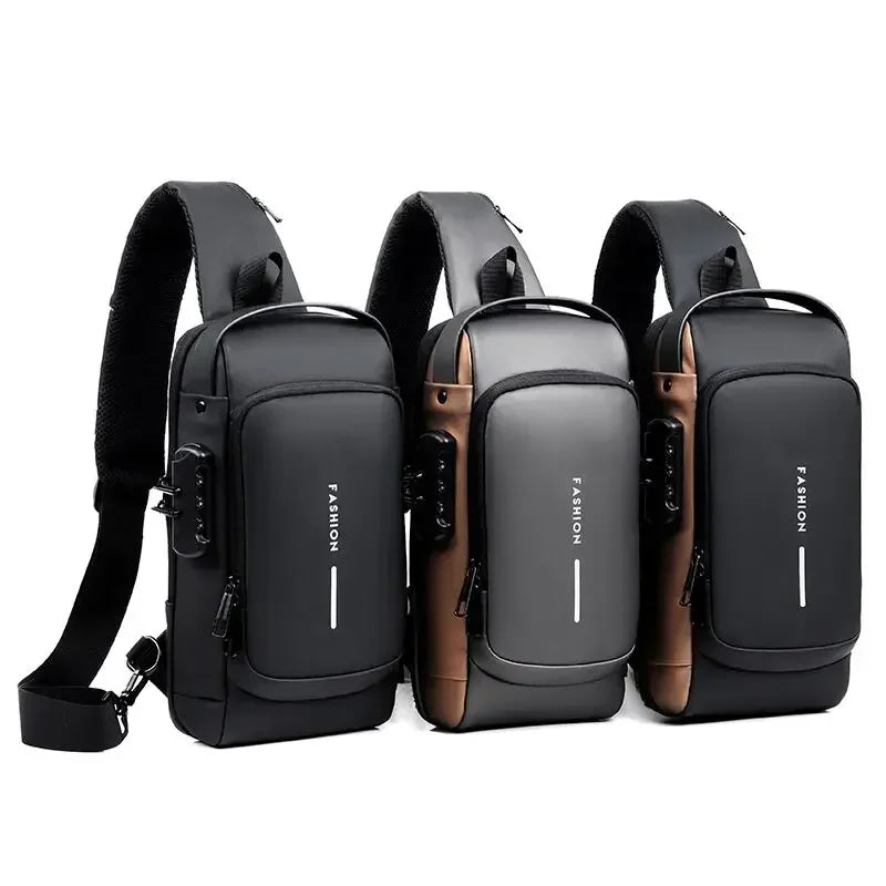 CityShield Luxury Crossbody – Multifunction Chest Bag with USB Port