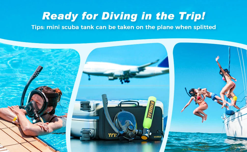 ShallowDive 0.5L Mini Scuba Tank + Snorkelling Mask – 10 min / 5 m