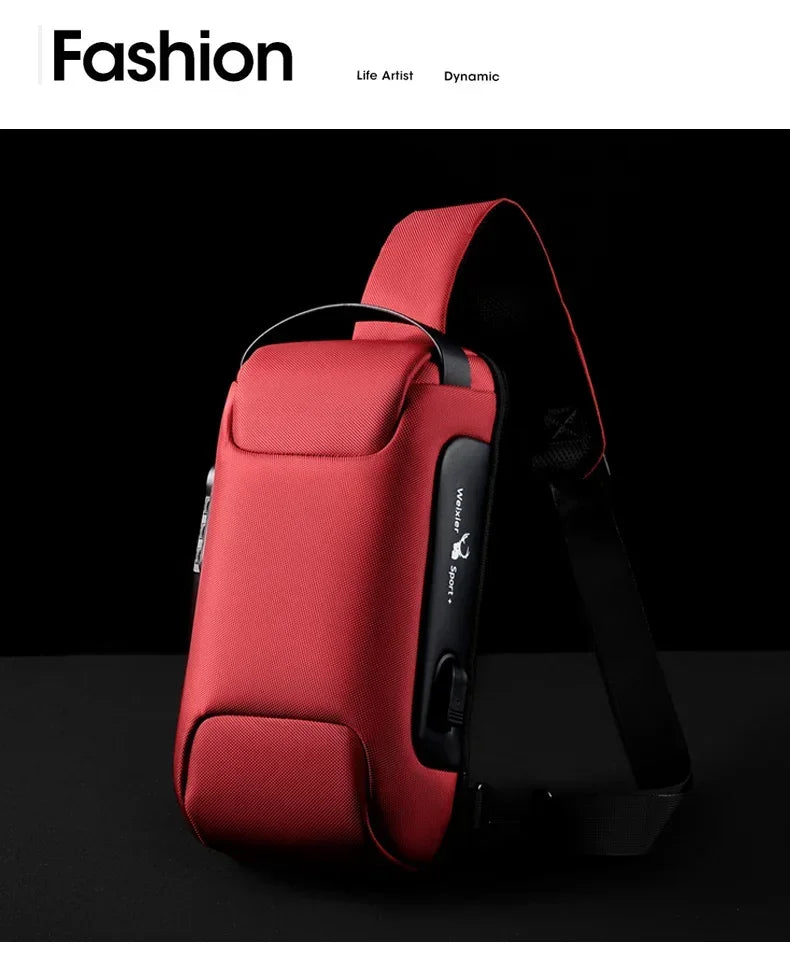 CityShield Luxury Crossbody – Multifunction Chest Bag with USB Port