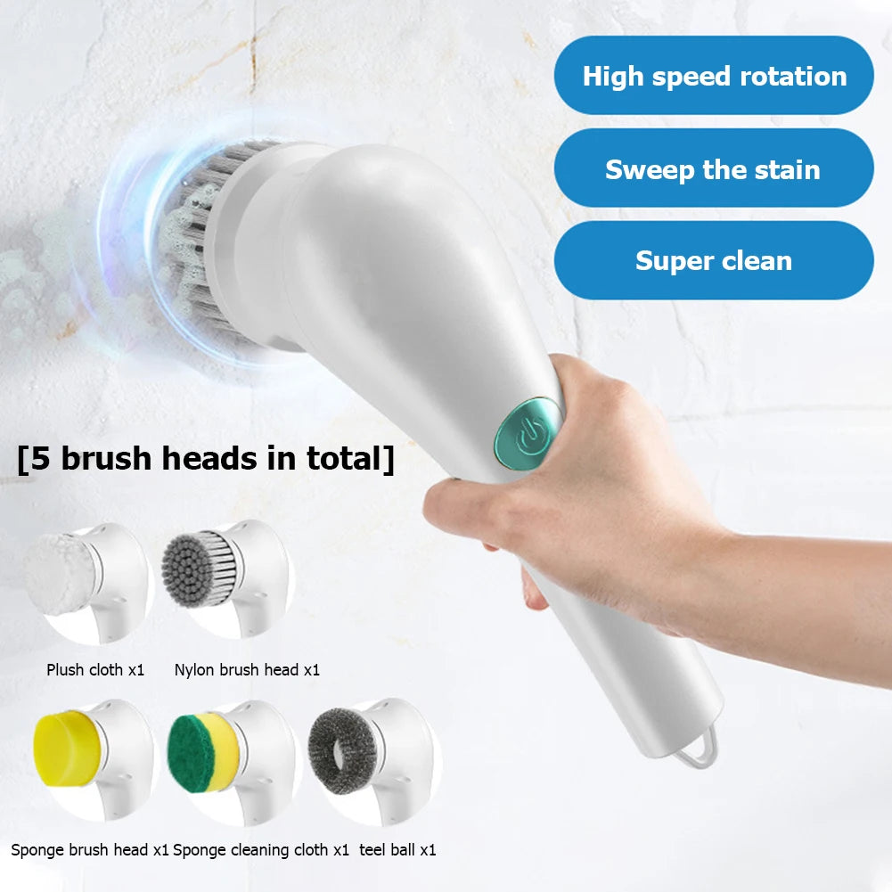 5-in-1 Electric Cleaning Brush – Cordless Spin Scrubber