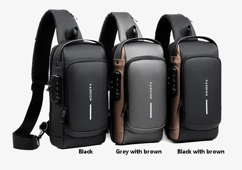 CityShield Luxury Crossbody – Multifunction Chest Bag with USB Port