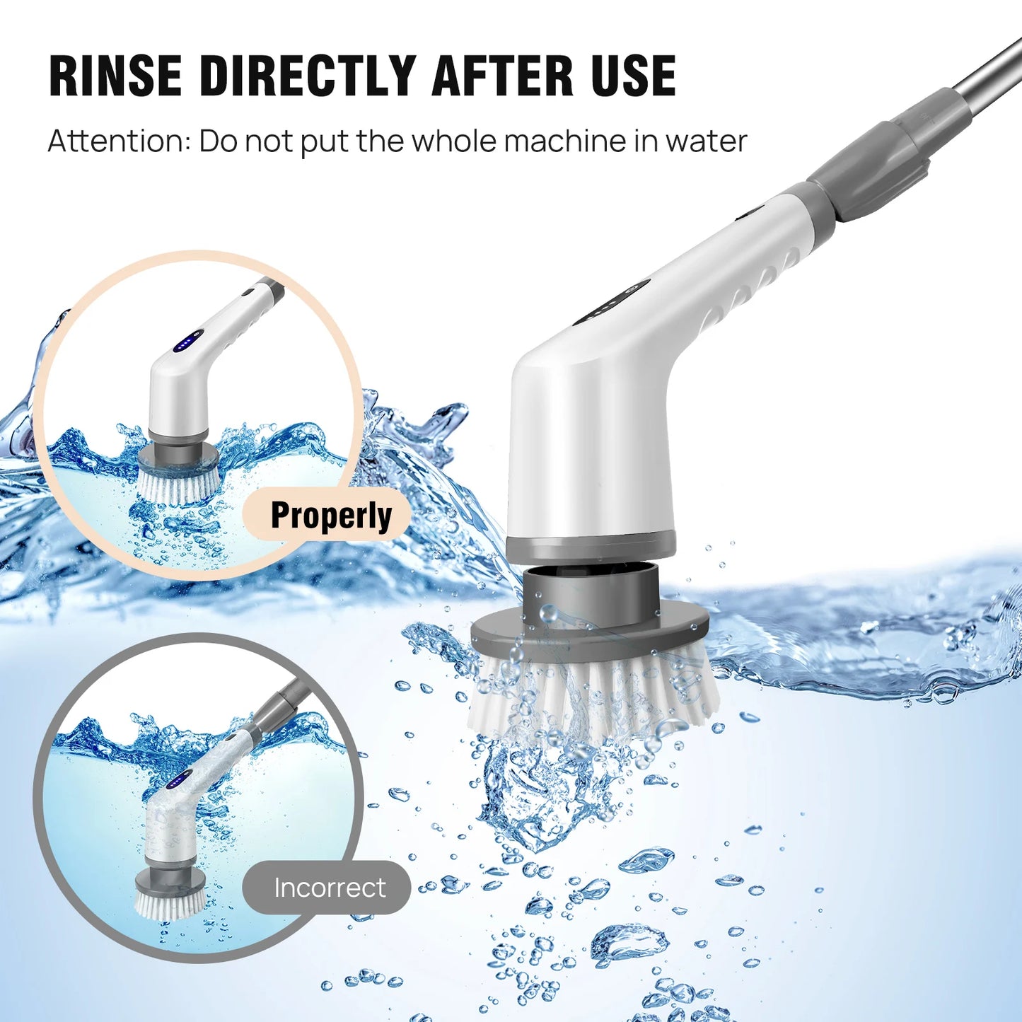 Electric Spin Scrubber Pro – Rechargeable, Adjustable Handle (10-in-1)