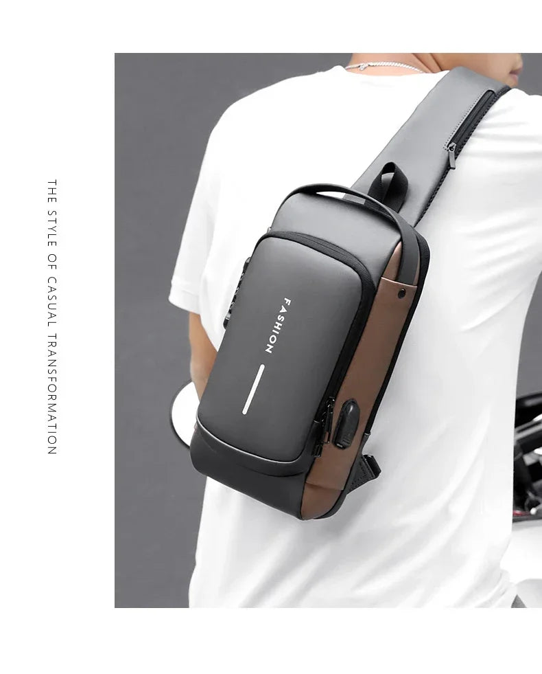 CityShield Luxury Crossbody – Multifunction Chest Bag with USB Port