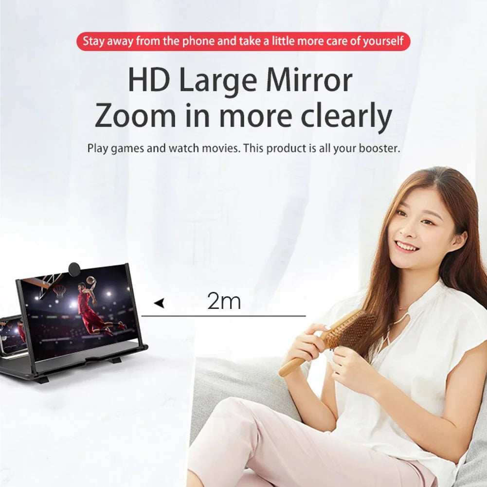 VisionBoost 3D Phone Screen Magnifier – 8/14 Inch Mobile Video Amplifier Stand
