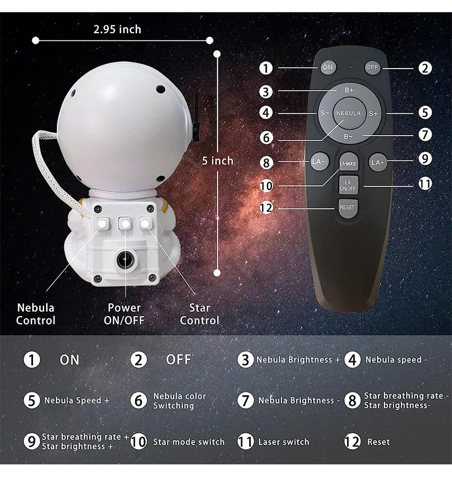 Astronaut Galaxy Star Projector – Nebula LED Night Light