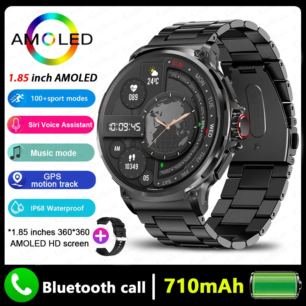 MetroTrack 1.85" GPS Smartwatch – Ultra-HD AMOLED, 710 mAh Battery