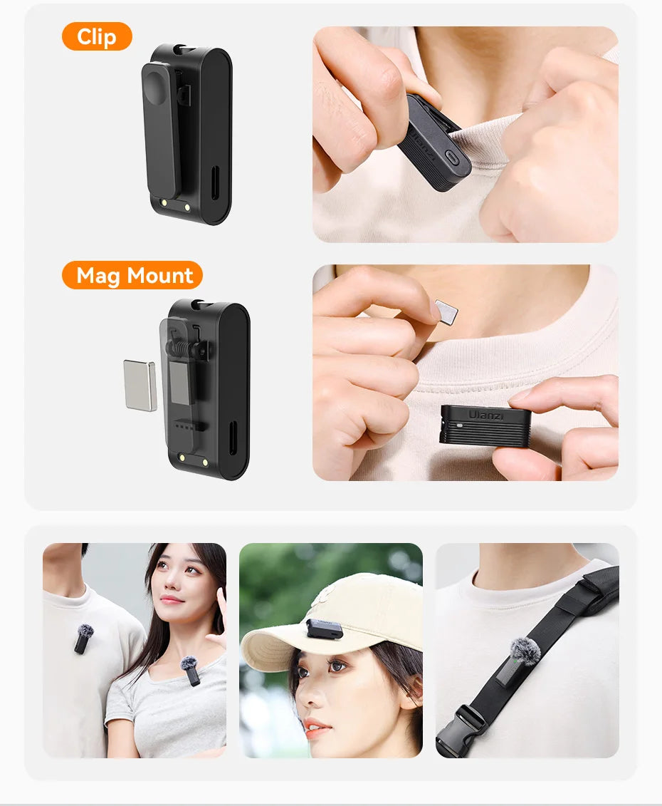 ClearTone Pro Wireless Lavalier Mic – 20M Range for Phone & Camera Recording