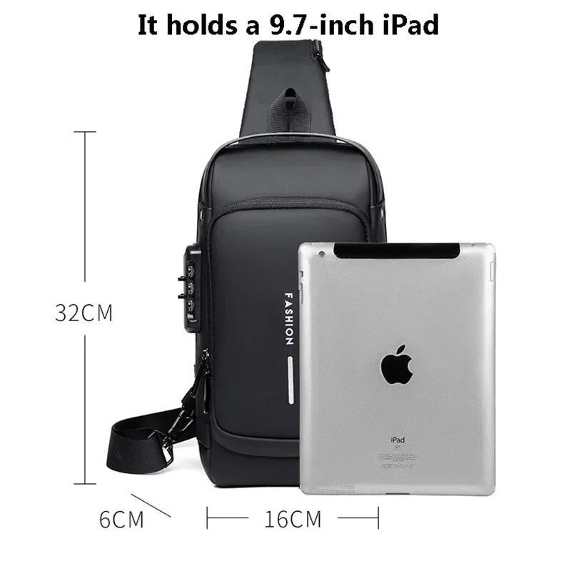 CityShield Luxury Crossbody – Multifunction Chest Bag with USB Port