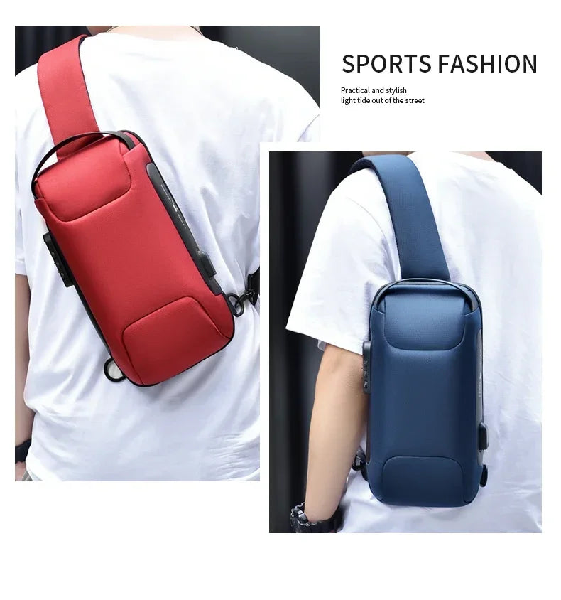 CityShield Luxury Crossbody – Multifunction Chest Bag with USB Port