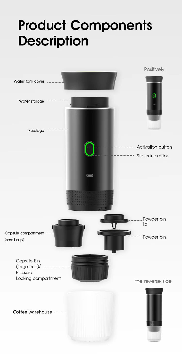 EspressoJet Wireless – Travel Coffee Machine for Capsules & Ground Coffee