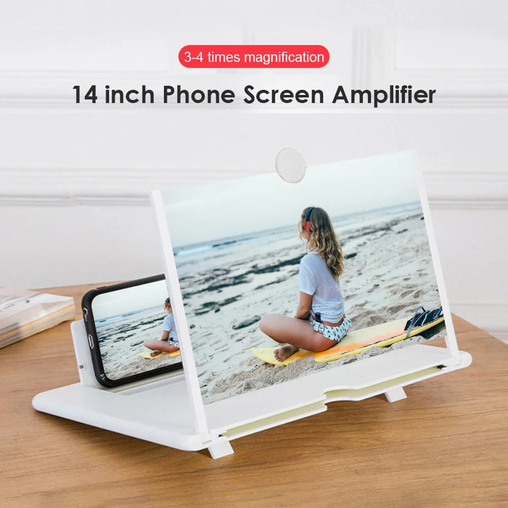 VisionBoost 3D Phone Screen Magnifier – 8/14 Inch Mobile Video Amplifier Stand