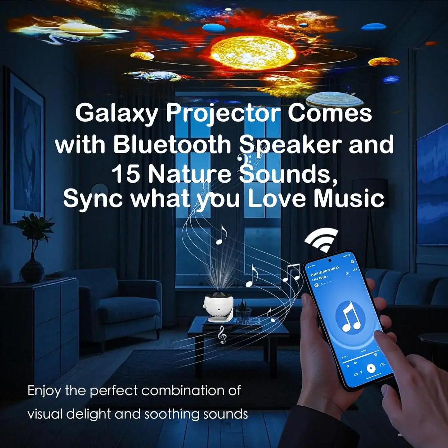 AuroraBeam Galaxy Projector – Bluetooth & Timer