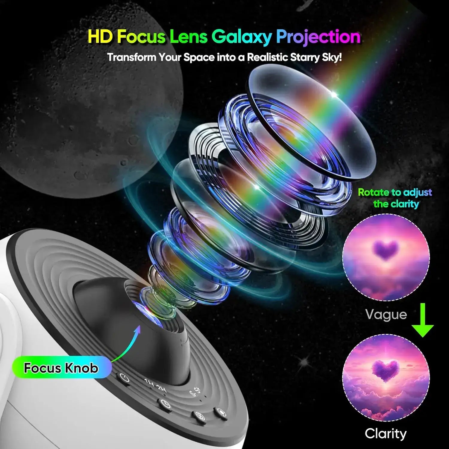 AuroraBeam Galaxy Projector – Bluetooth & Timer