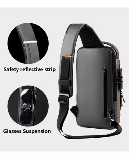 CityShield Luxury Crossbody – Multifunction Chest Bag with USB Port