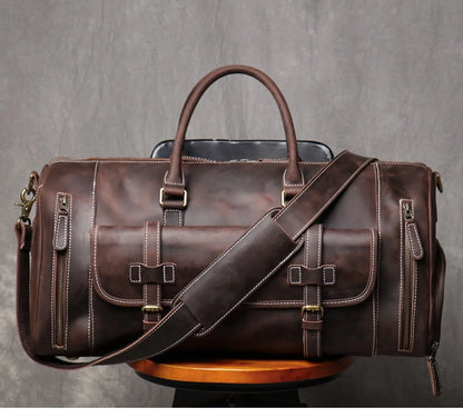VintageTravel Leather Duffle Bag