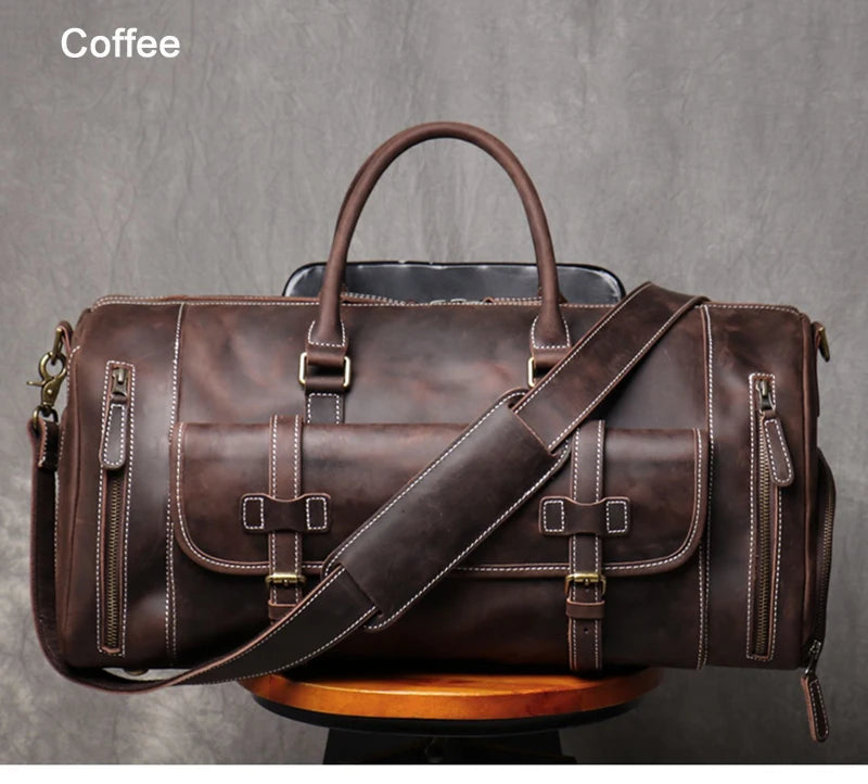 VintageTravel Leather Duffle Bag