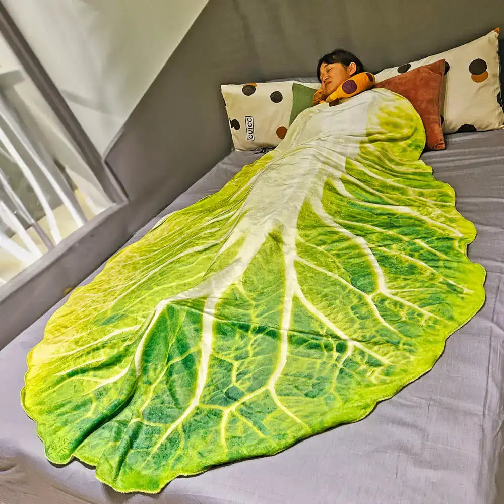 Leafy Layers Cabbage Blanket – Double-Sided Flannel